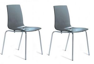 WHITE LABEL - lot de 2 chaises lollipop empilable design fumée - Chaise
