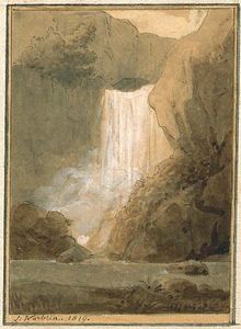Galerie Emeric Hahn - paysage à la cascade - Dessin À L'encre