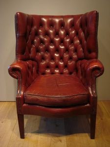 Anthony Short Antiques - 19th century leather wing arm chair - Fauteuil Chesterfield