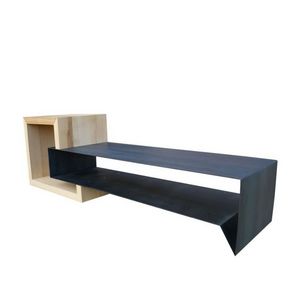 ATELIER MOBIBOIS - meuble tv en métal et bois konnect - Table Basse Forme Originale