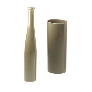 WHITE LABEL - ensemble en verre opaque vase tube et vase soliflo - Vase Décoratif