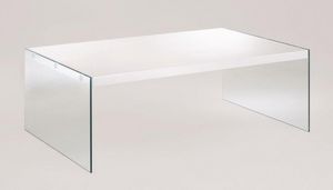 WHITE LABEL - table basse oceane en verre. - Table Basse Rectangulaire