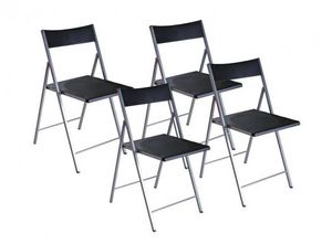 WHITE LABEL - belfort lot de 4 chaises pliantes noir - Chaise Pliante
