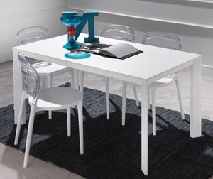 WHITE LABEL - table repas extensible tecno 130 x 80 cm en polymè - Table De Repas Rectangulaire