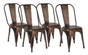 WHITE LABEL - lot de 4 chaises design aix rostig en acier marron - Chaise