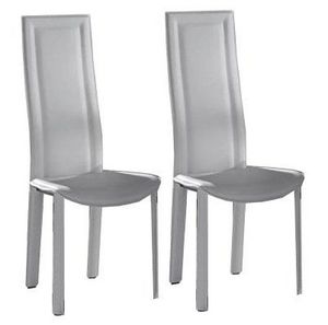 WHITE LABEL - lot de 2 chaises bond en simili cuir blanc - Chaise