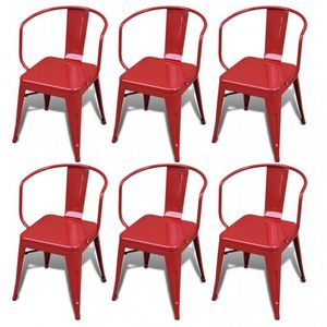 WHITE LABEL - 6 chaises de salle à manger acier factory - Chaise
