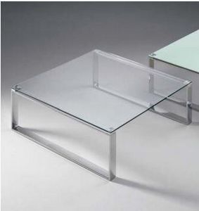 WHITE LABEL - table basse zoe design en verre carré - Table Basse Carrée