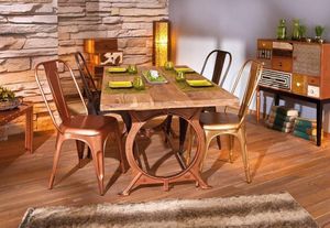 WHITE LABEL - table repas industrielle o tone en bois massif - Table De Repas Rectangulaire
