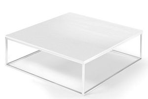 WHITE LABEL - table basse carrée mimi blanc céruse - Table Basse Carrée