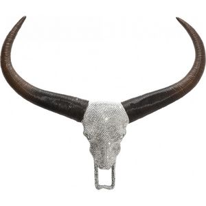 KARE DESIGN - deco antler bull head crystal argent - Trophée De Chasse