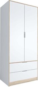 LYNCO - armoire portes battantes et tiroirs blanche décor  - Armoire Dressing