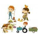 DECOLOOPIO - stickers de la ferme : les 4 fermiers - Sticker Décor Adhésif Enfant