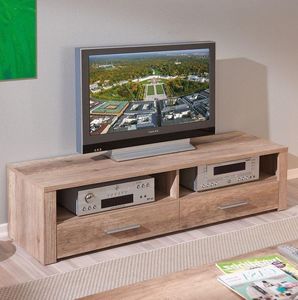 WHITE LABEL - meuble tv absoluto 2 tiroirs et 2 niches en bois c - Meuble Tv Hi Fi