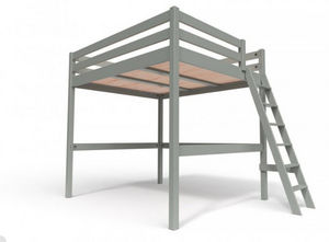 ABC MEUBLES - abc meubles - lit mezzanine sylvia avec échelle bois gris 160x200 - Lit Mezzanine Enfant