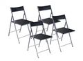 Chaise pliante-WHITE LABEL-BELFORT Lot de 4 chaises pliantes noir