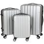 Valise à roulettes-WHITE LABEL-Lot de 3 valises bagage rigide gris