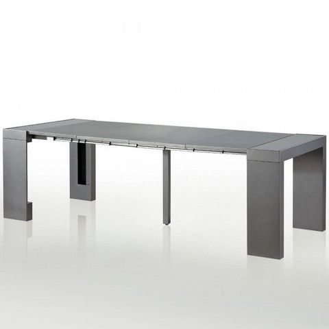 WHITE LABEL - Table de repas rectangulaire-WHITE LABEL-Table console extensible 4 rallonges Phoenix