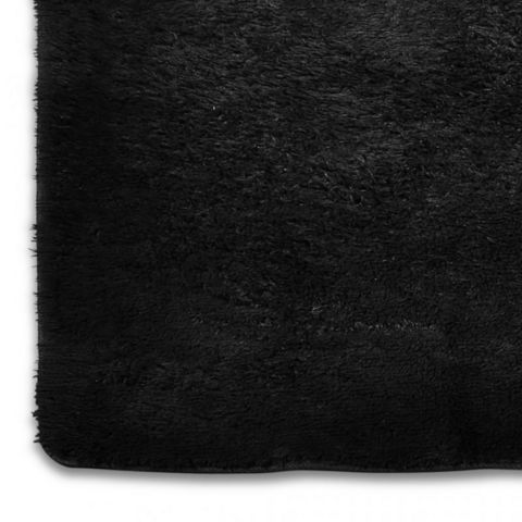 WHITE LABEL - Tapis contemporain-WHITE LABEL-Tapis salon noir poil long taille S