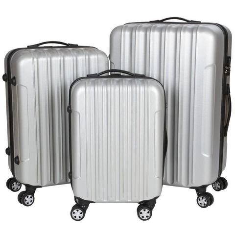 WHITE LABEL - Valise à roulettes-WHITE LABEL-Lot de 3 valises bagage rigide gris