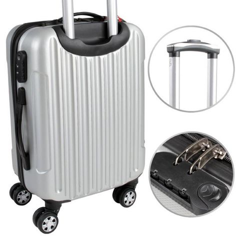 WHITE LABEL - Valise à roulettes-WHITE LABEL-Lot de 3 valises bagage rigide gris