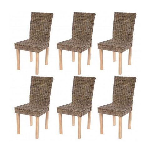 WHITE LABEL - Chaise-WHITE LABEL-Lot de 6 chaises de salle à manger en rotin kubu