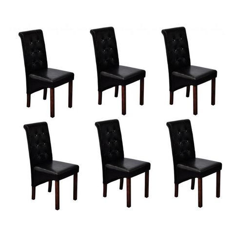 WHITE LABEL - Chaise-WHITE LABEL-6 Chaises de salle a manger noires