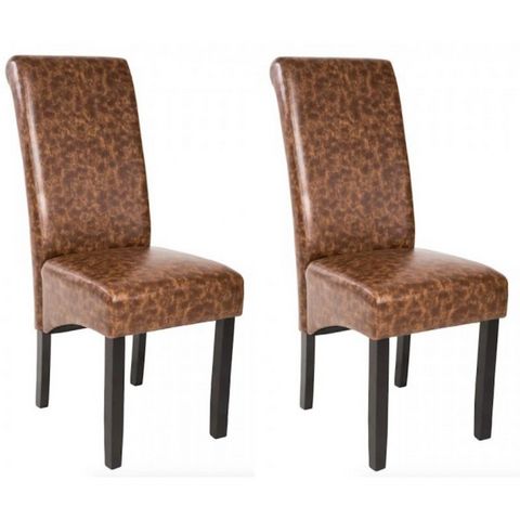 WHITE LABEL - Chaise-WHITE LABEL-2 chaises de salle à manger marron