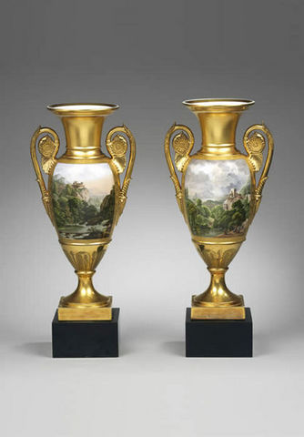 F P FINE ART - Vase décoratif-F P FINE ART-Porcelain Oviforme Vases