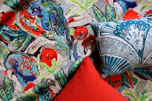 LALIE DESIGN - papagai bleu - Fabric By The Metre
