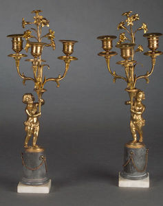Bauermeister Antiquités - Expertise - paire de candélabres à trois lumières - Candelabra