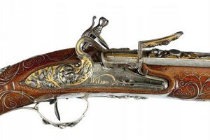 Peter Finer - a rare silver mounted flintlock presentation blund - Carbine And Rifle