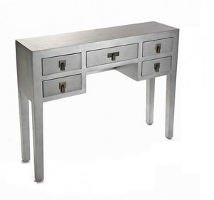 WHITE LABEL - matmata console design en bois 5 tiroirs - Console Table