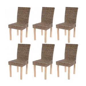 WHITE LABEL - lot de 6 chaises de salle à manger en rotin kubu - Chair