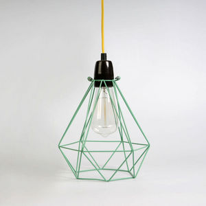 Filament Style - diamond 1 - suspension menthe câble jaune ø18cm | - Hanging Lamp