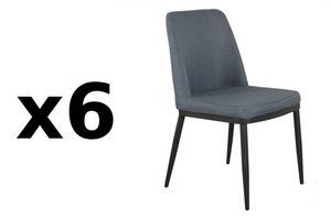 WHITE LABEL - lot de 6 chaises links design tissu bleu jeans - Chair