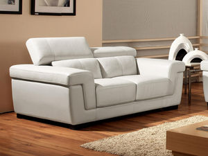 WHITE LABEL - canapé cuir 2 places evasion - 2 Seater Sofa