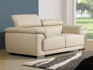 WHITE LABEL - canapé cuir 2 places marjorie - 2 Seater Sofa