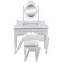 Dressing table-WHITE LABEL-Coiffeuse avec miroir et tabouret blanc