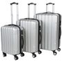 Suitcase with wheels-WHITE LABEL-Lot de 3 valises bagage rigide gris