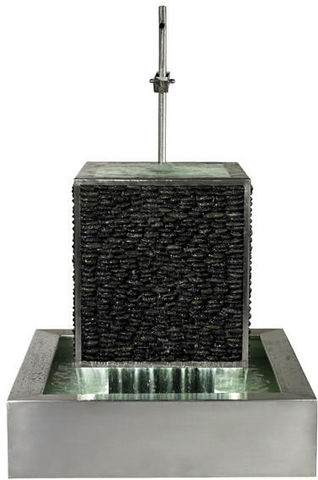 Cactose - Outdoor fountain-Cactose-Fontaine balance galets en pierre de schiste et in