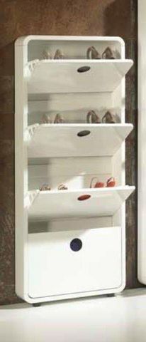 WHITE LABEL - Shoe cabinet-WHITE LABEL-Meuble à chaussures VALENCE blanc, 4 portes