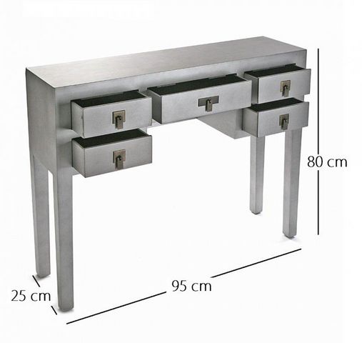 WHITE LABEL - Console table-WHITE LABEL-MATMATA Console design en bois 5 tiroirs
