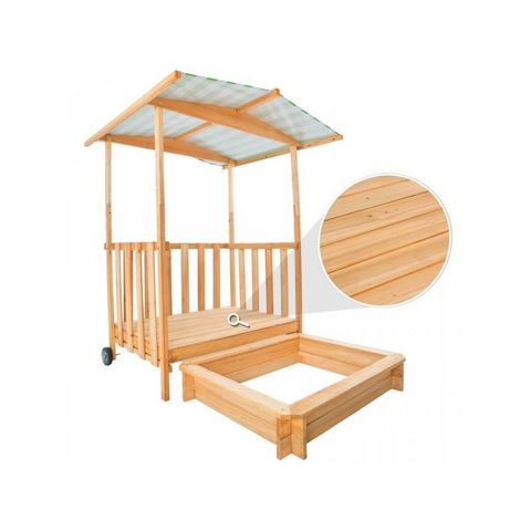WHITE LABEL - Sandbox-WHITE LABEL-Bac à sable enfant bois + toit