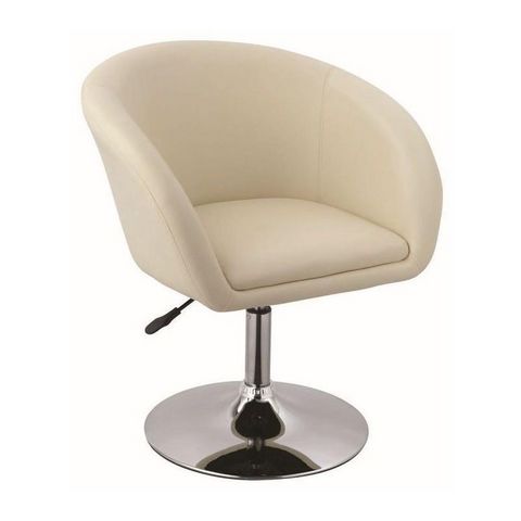 WHITE LABEL - Swivel armchair-WHITE LABEL-Fauteuil lounge pivotant cuir beige