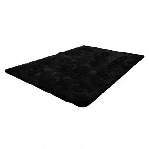 WHITE LABEL - Modern rug-WHITE LABEL-Tapis salon noir poil long taille S