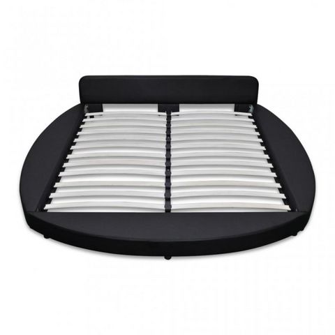 WHITE LABEL - Double bed-WHITE LABEL-Lit cuir 180 x 200 cm noir + matelas