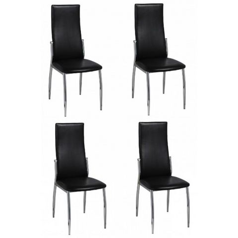WHITE LABEL - Chair-WHITE LABEL-4 Chaises de salle a manger noires