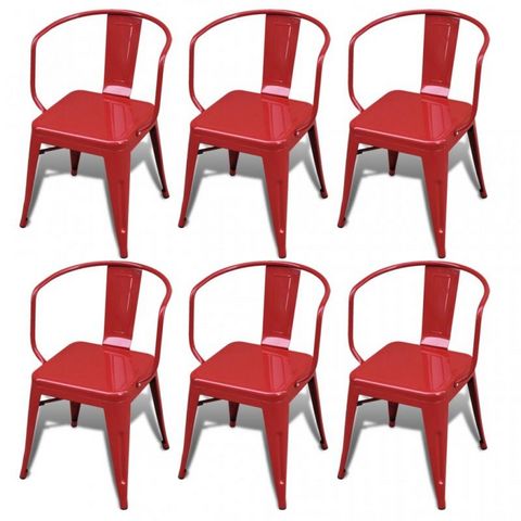 WHITE LABEL - Chair-WHITE LABEL-6 chaises de salle à manger acier factory