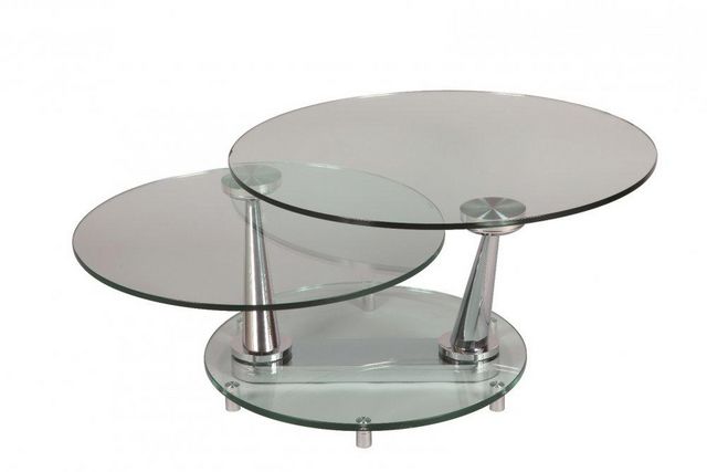 WHITE LABEL - Original form Coffee table-WHITE LABEL-Table basse design CIRCLE ronde double plateaux
